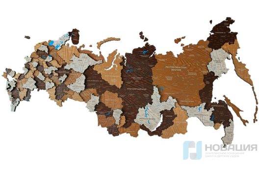 Деревянная карта России (борнео браун)